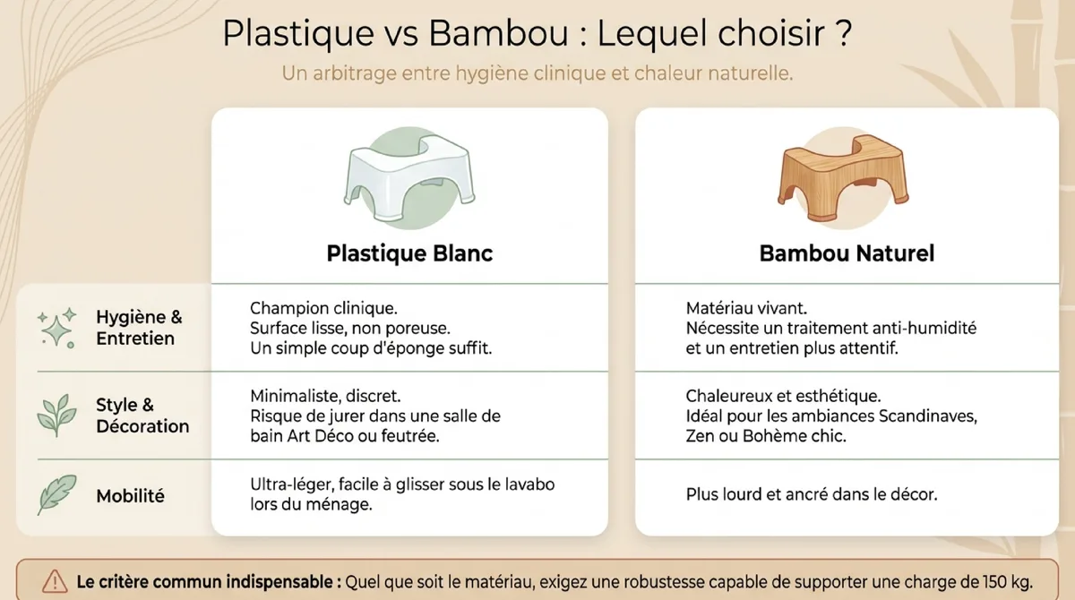 Infographie Le duel des matériaux : choisir entre l'authenticité du bois et la praticité du plastique
