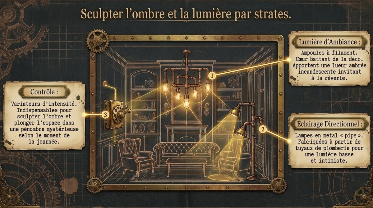 Infographie Personnaliser les luminaires steampunk avec ampoules à filament et métal