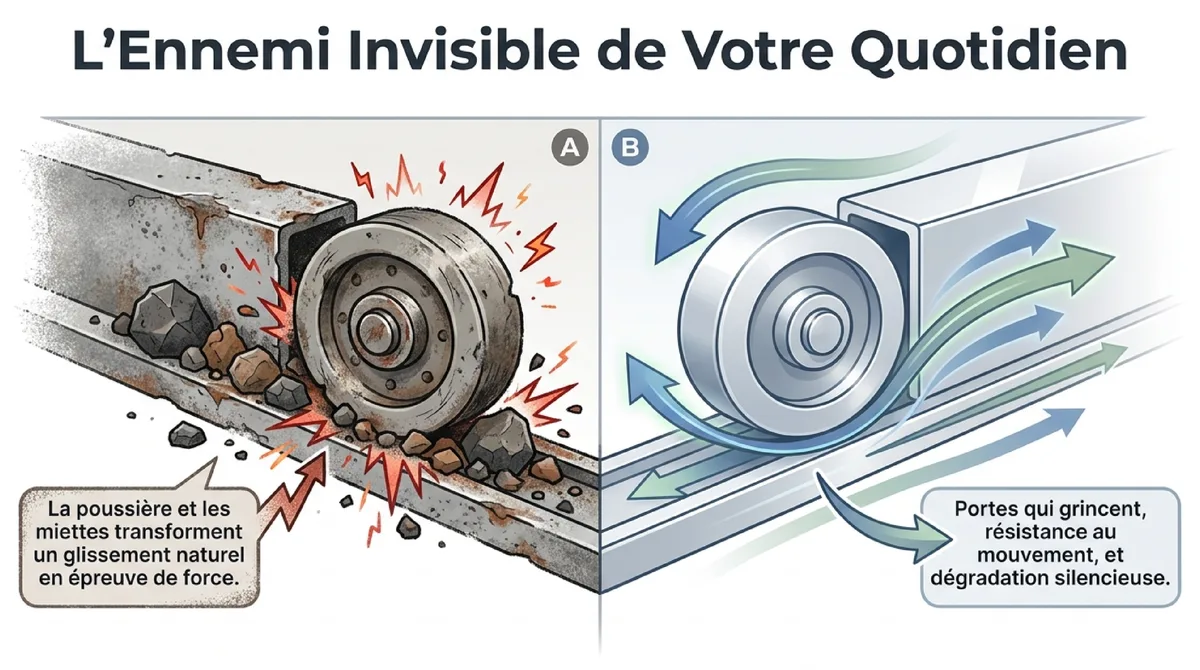 Infographie Pourquoi est-il important de nettoyer les rails de placard ? đź§ą