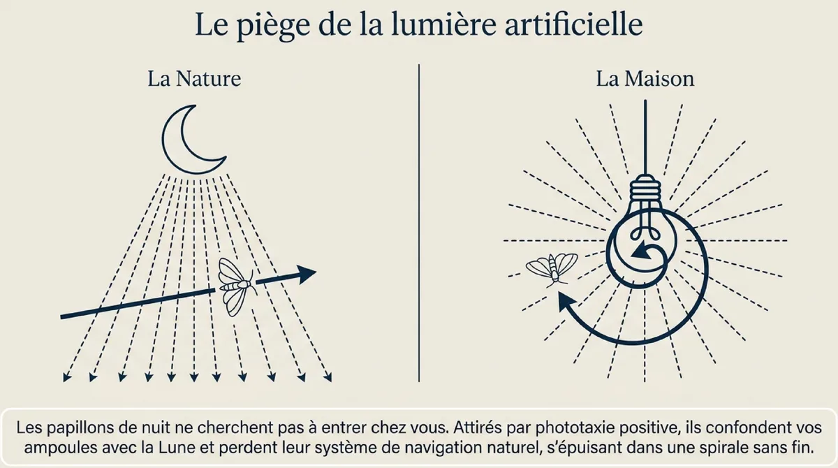 Pourquoi la lumière artificielle perturbe les papillons de nuit