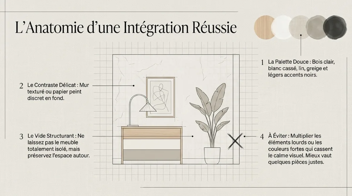 Infographie Comment intégrer un meuble de ce type sans casser l’harmonie