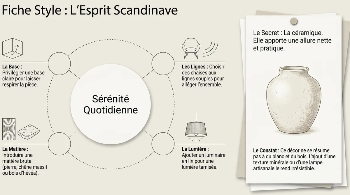 Infographie Esprit scandinave : la douceur du bois et des matières naturelles