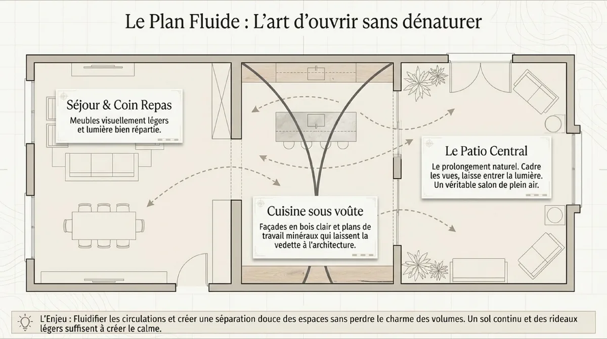 Infographie Des espaces de vie ouverts et lumineux