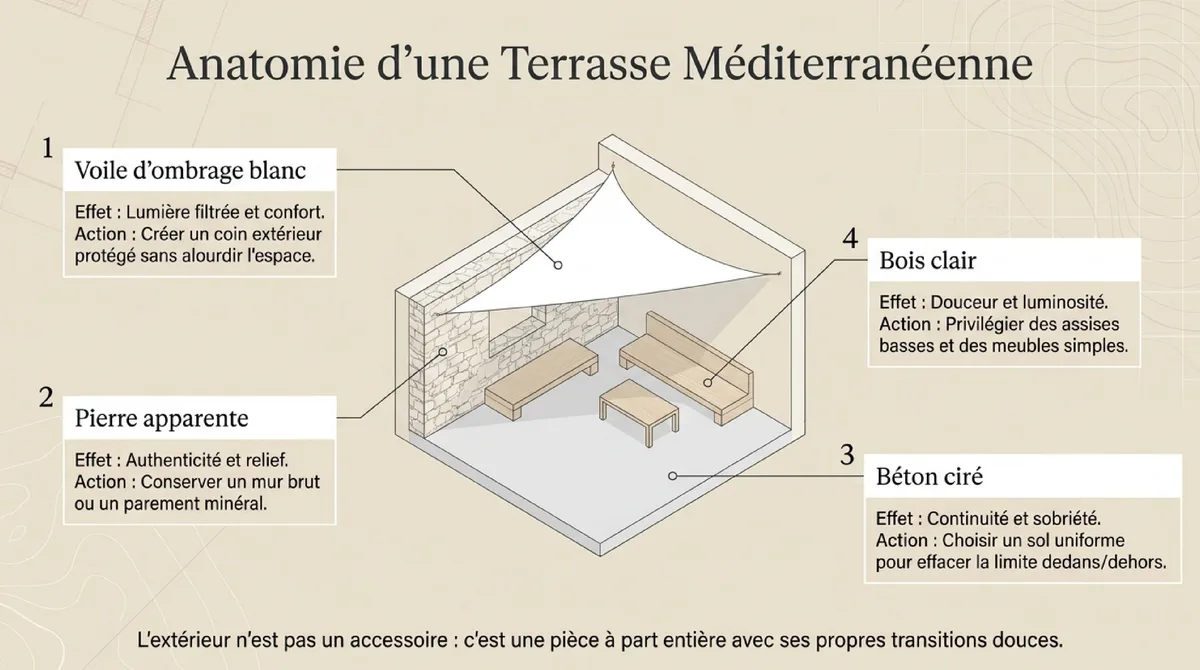Infographie Terrasses, vue et art de vivre méditerranéen