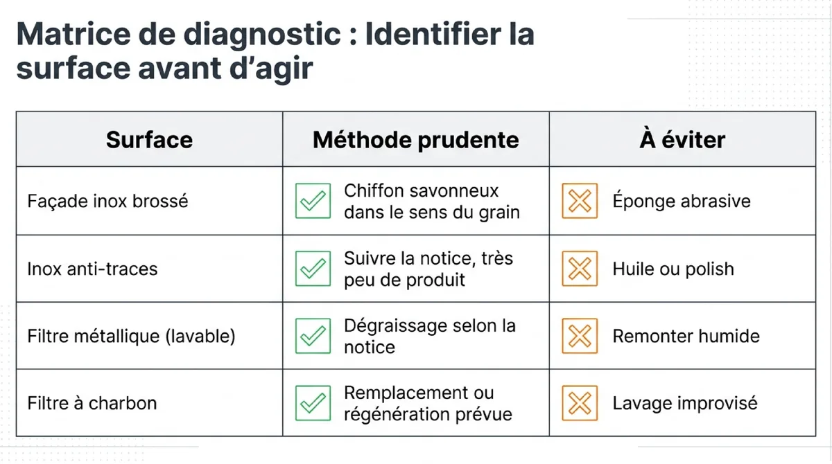 Infographie Avant de nettoyer : identifier la surface et le problème