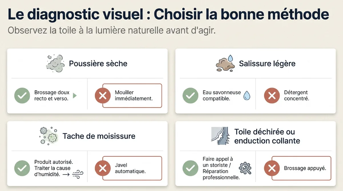 Infographie Avant de nettoyer : identifier la surface et le problème