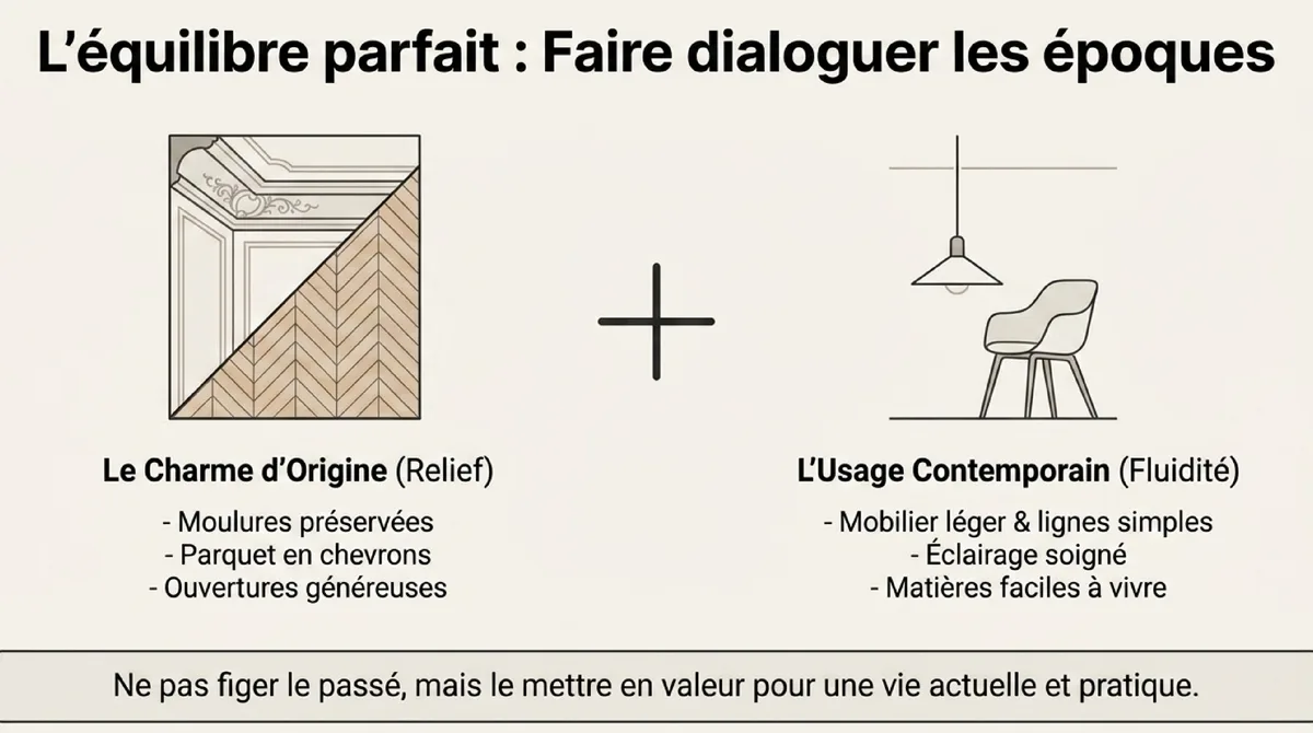 Infographie Préserver le charme ancien tout en modernisant l’ensemble